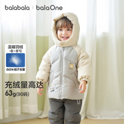 巴拉巴拉 balaOne儿童羽绒服女童宝宝厚款保暖冬季男童上衣新 浅灰20006-白鸭绒 80