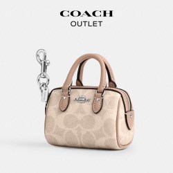 COACH 奥莱女士经典标志老花迷你ROWAN手袋挂件包挂