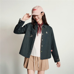 佐丹奴 [猫和老鼠联名]佐丹奴2026秋冬刺绣翻领长袖牛仔衬衫女18346824