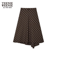 TEENIE WEENIE 莱赛尔混纺格纹 A字半身裙 棕色 S