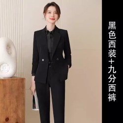 诗璐雅 黑色西装套装女秋冬气质干练面试高端经理职业装正装工作服
