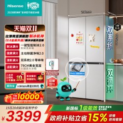 海信 大薄荷2.0系列 BCD-508E5SCZSD 风冷十字门冰箱 508L 星陨白