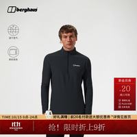 Berghaus 男款24/7 Tech Tee 男子速干全天候半拉链长袖上衣 岩石黑 M