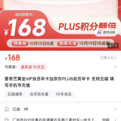 爱奇艺 黄金VIP会员年卡 加赠京东plus会员年卡