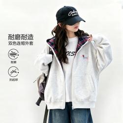 左西 女童初秋外套儿童针织连帽上衣运动开衫卫衣秋季女孩洋气中大童装