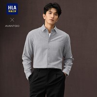 海澜之家 轻商务条纹外套长袖休闲衬衫25秋新刺绣时尚拉绒衬衣男装