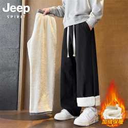 JEEP SPIRIT 加绒加厚裤子男士秋冬季  黑色 加绒 XL