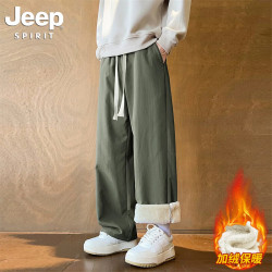 JEEP SPIRIT 加绒加厚裤子男士秋冬季2026新款  军绿 加绒 XL