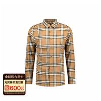 BURBERRY 巴宝莉新款男士棕色运动潮流格纹长袖衬衫80842951 S 礼物