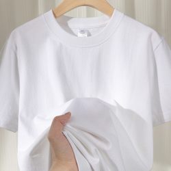 谨羽添宏 新疆纯棉重磅白色长袖T恤男女春秋打底衫宽松内搭圆领卫衣