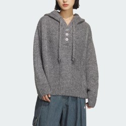 阿迪达斯 官方正品三叶草女士针织连帽保暖套头衫