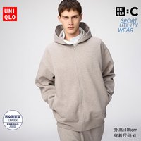 优衣库 宽松连帽拉链运动开衫/长袖优衣库男装女装合作款/外套卫衣486300