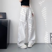 白色工装裤速干裤女夏季显瘦阔腿裤高腰运动大码加长休闲黑色灰色