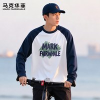 马克华菲 美式休闲T恤男长袖纯棉都市松弛感撞色插肩秋季男装上衣S