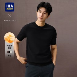 海澜之家 商务套头短袖针织衫春秋季圆领休闲半袖毛衣打底衫男