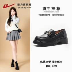 回力 女鞋乐福鞋2026新款秋季百搭黑色jk单鞋通勤厚底小皮鞋子女款