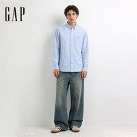 Gap 799592 小熊刺绣纯棉长袖衬衫 天蓝色 S码