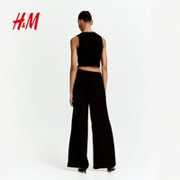 H&M HM女装休闲裤时尚潮流柔软气质抽绳阔腿裤1262105