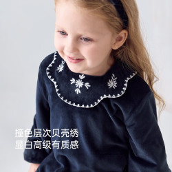 Babylove 女宝宝上衣春秋初冬刺绣娃娃领洋气公主长袖婴幼儿上装 橄榄绿 80 cm