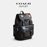 COACH 男包经典标志贴饰SPRINT双肩包 SV/核桃棕色/黑色
