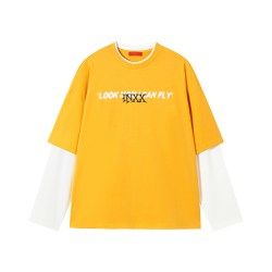 INXX 明星同款 INXX美式休闲假两件长袖T恤男字母印花撞色上衣打底衫潮