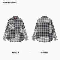 INXX 明星同款 INXX美式宽松保暖不对称格纹拼接刺绣夹棉外套男女同款