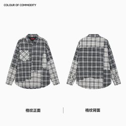 INXX 明星同款 INXX美式宽松保暖不对称格纹拼接刺绣夹棉外套男女同款