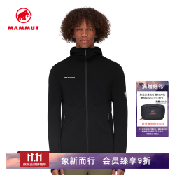 猛犸象 Aconcagua 男士抓绒中层夹克连帽外套 黑色 M