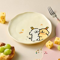88VIP：有点淘气 线条小狗餐具奶酪系列家用盘子陶瓷碗餐盘高级感礼盒套装