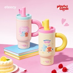 有点淘气 eteecy治愈小狗冰霸杯大容量保温杯女生新款吸管杯