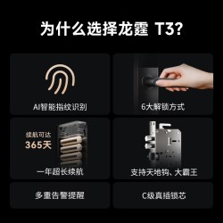 龙霆 T3 指纹识别 电子锁