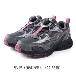 江博士 女童鞋冬季休闲旋钮扣加绒保暖儿童运动鞋