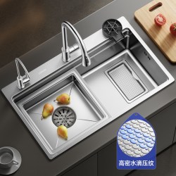 箭牌 焕界B 304不锈钢原色压纹双轨水槽+防飞溅冰柱龙头 76*46cm
