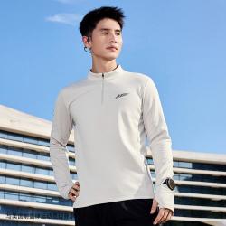 乔丹 半拉链运动T恤男士秋冬透气健身跑步长袖针织上衣