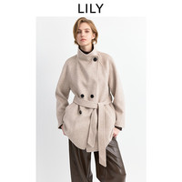 LILY 100%羊毛立领双面呢大衣 浅驼 L/170/88A