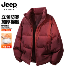 JEEP SPIRIT 吉普立领棉服男2026冬季新款  枣红 3XL