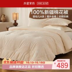 水星家纺 A类防螨新疆100%棉花冬被芯40支全棉磨毛面料秋冬被子 时光棉花冬被220×240cm