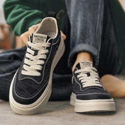 啄木鸟 帆布男鞋夏季透气防臭黑色布鞋爆款板鞋增高休闲运动潮鞋百搭潮流