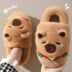 温诗欧 汉堡小熊棉拖鞋女厚底保暖