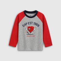 百亿补贴：Gap 男女童2026春季新款纯棉logo毛巾绣插肩袖长袖T恤儿童装867682