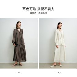 迪赛尼斯 鎏光缎面飘带衬衫秋季新款通勤气质单排扣V领长袖上衣女