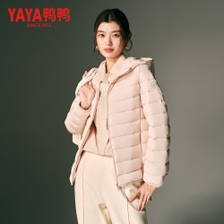 YAYA 鸭鸭轻薄羽绒服女新款短款宽松百搭潮流时尚连帽90鸭绒保暖外套