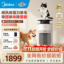 美的 杀菌消毒 宠物空气净化器  珍珠白