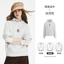 NVG·YOUNG navigare小帆船2026秋季新款情侣连帽长袖卫衣灰色女宽松休闲上衣