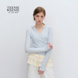 TEENIE WEENIE TEENIEWEENIE bearnova小熊T恤女26秋季休闲通勤芭蕾风V领打底衫