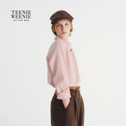 TEENIE WEENIE TeenieWeenie小熊全棉衬衫女26秋休闲通勤条纹衬衣