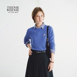 TEENIE WEENIE 【小熊绞花】绵羊毛羊绒针织衫