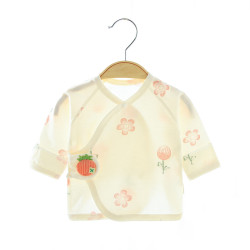 婧麒 新生儿半背衣夏季薄款婴儿衣服0-3月宝宝夏装和尚服上衣 紫色樱桃 52cm