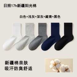 铂金铭绣 新疆棉袜子男2026秋冬新款商务运动中筒吸汗防臭舒适透气