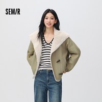 森马 棉服女冬季插肩袖毛领大翻领牛角扣宽松2026新款复古慵懒棉衣